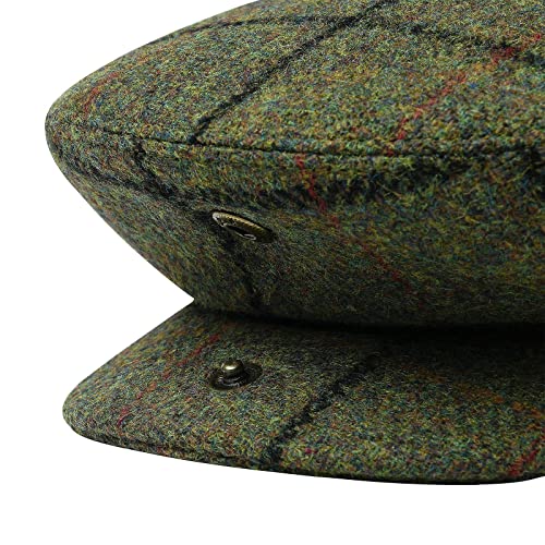 Men Wool Plaid Ivy Gatsby Newsboy Cap - color: Plaid Green, size: 7 7/8