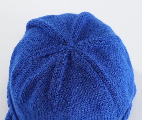 Home Prefer Mens Winter Hat Knit Earflap Hat Stocking Caps with Ears Beanie Hat - color: Royal Blue