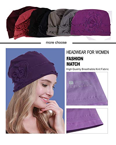 osvyo Chemo Headwear Turban Cap for Women - Cancer Beanie Hair Loss Sealed Packaging - color: Cotton Light Blue Grey
