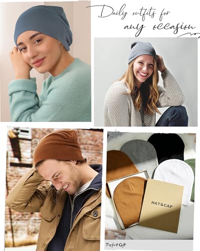 Thin 100% Cotton Fine-Knit Beanie Hat Slouchy Soft Chemo Skull Cap - color: 1-light Heather Grey