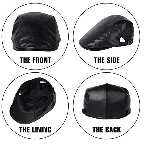 DOCILA Newsboy Flat Cap Women Men Fashion Print Gatsby Ivy Caps Adjustable All Seasons Cabbie Beret Hats - color: Black