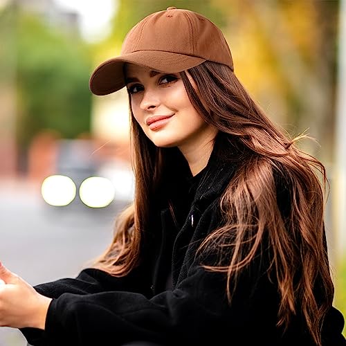 Lvaiz Womens Satin Lined Baseball Cap Washed Cotton Adjustable Dad Hat - color: Brown