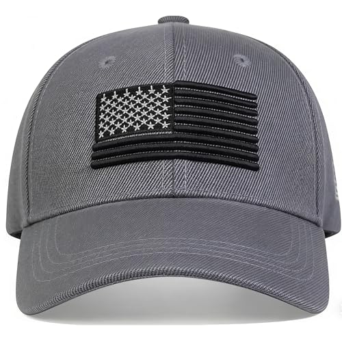 IZUS Women USA-Flag Baseball-Cap American Patriotic Baseball Hats Men's Distressed-Cotton Dad-Hat for Adult Teens - color: Grey-black Flag, size: One Size
