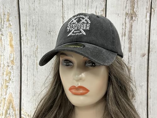 Embroidered Baseball Caps for Men and Women - color: Christian Stronger Together (Washed Black)