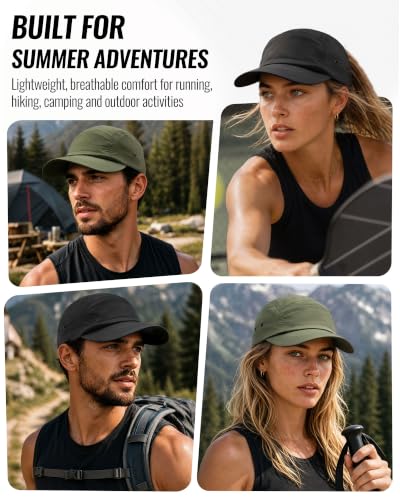 CLAPE 5 Panel Hat for Men, Curved Brim UPF50+ Sun Hats Quick Dry Outdoor Sports Running Hat Baseball Cap - color: Gd51-black