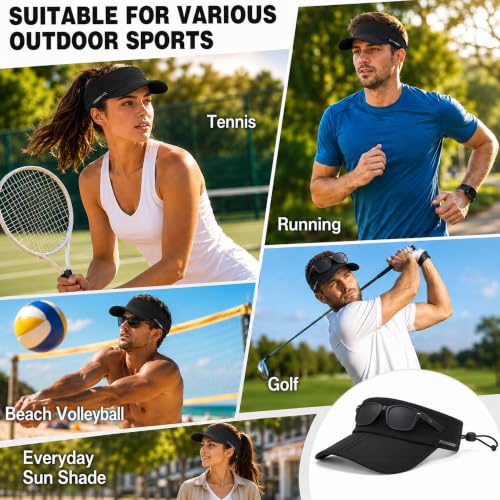 Sun Visor Caps Foldable Brim Adjustable Visor Hats for Women Men - color: 2# Black
