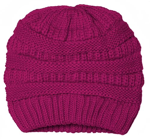 Gravity Threads Knit Soft Stretch Beanie Cap - color: Hot Pink