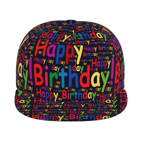 Happy Birthday Snapback Hat for Men and Women, Flat-Brimmed Hat, Adjustable Hip Hop Baseball Cap for Birthday Party - color: Birthday 3