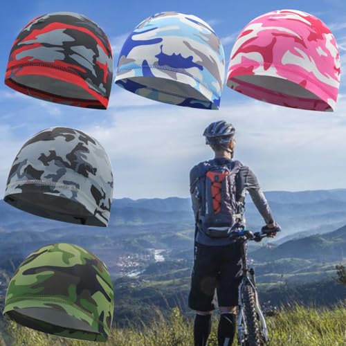 Helmet Skull Caps Sport Cycling Sweat Wicking Helmet Liner Quick Dry Running Hat for Men and Women - color: Checkered Royal Blue