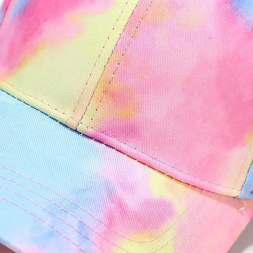 BEARUN Cotton Tie Dye Low Profile Cap Hiphop Baseball Cap Fashion Dad Hat - color: Multicolored E