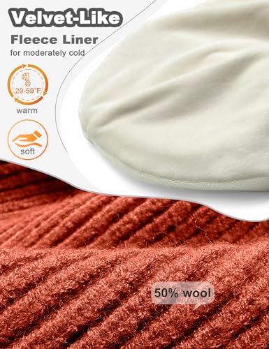 Fleece Lined Wool Short Fisherman Beanie Men Women Cuff Winter Hat - color: 1pc-orange