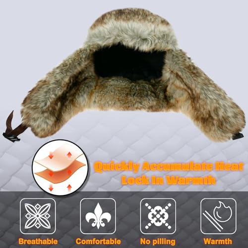 Unisex Winter Trapper Hat Cold Proof Keep Warm Hat with Ear Flaps for Hunting Skiing Trooper Winter Outdoor Activities - color: Brown With Mask, size: Medium-Large