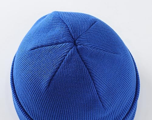 Home Prefer Mens Winter Hats Acrylic Knit Cuff Beanie Cap Warm Womens Beanie Hat - color: Bright Royal