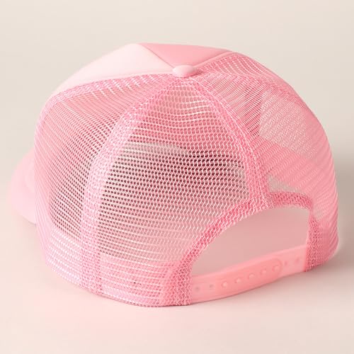 MIRMARU 5 Panels Blank Foam Front Two Tone Solid Trucker Mesh Back Baseball Cap with Adjustable Snapback Strap - color: Solid-light Pink
