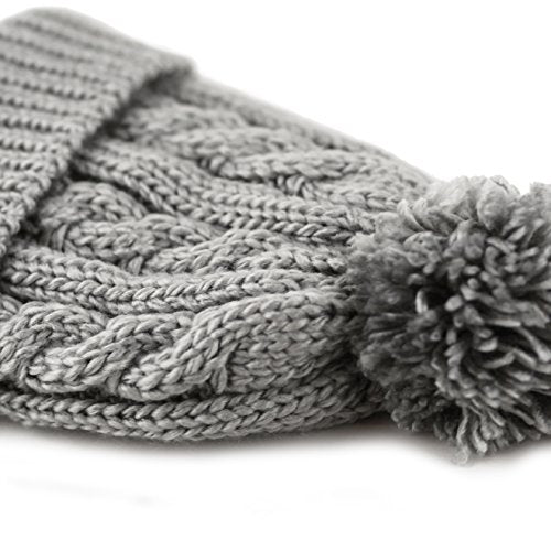 Women and Men Beanie Daily Winter Oversized Thick Stretchy Knitted Pom Pom Beanie Fleece Lined Beanie Hat - color: 1. Curly Grey