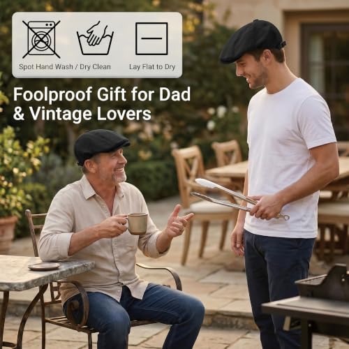 ZLYC Newsboy Cap for Men Summer Flat Cap Lightweight Beret Hat - color: Buckle Black