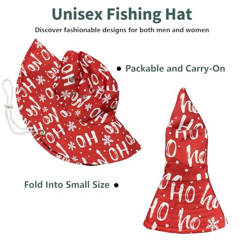 Funny Sun Hat for Men Women Wide Brim Bucket Hat Hiking Boonie Hat Summer Beach Fishing Caps - color: Christmas