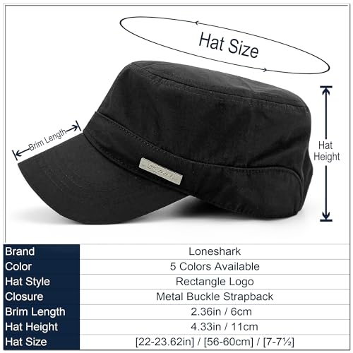 Loneshark Water Resistant Military Hat Quick Dry Cadet Cap Army Flat Top - color: Rectangle-logo-black