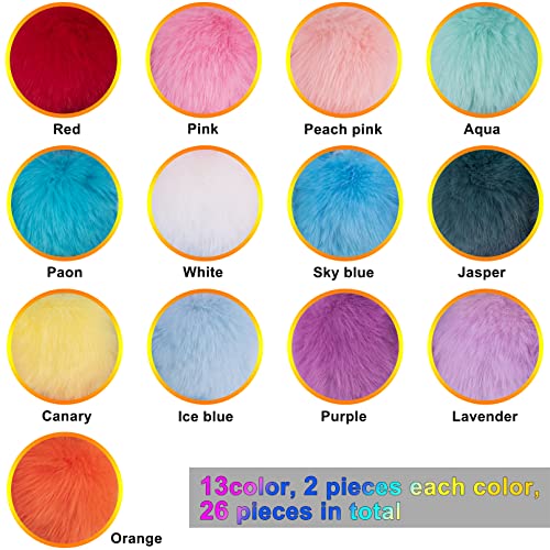 BQTQ 26 Pcs Faux Fur Pom Poms DIY Hat Pompoms with Elastic Loop (Rainbow) - color: Rainbow