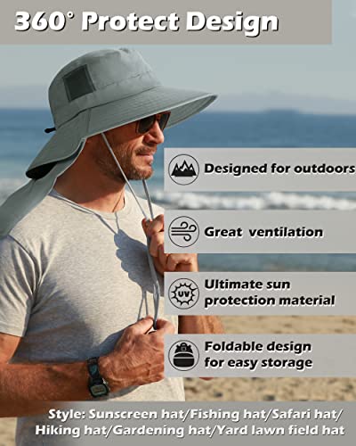 Tirrinia Neck Flap Fishing Safari Cap for Men - color: #1 Grey