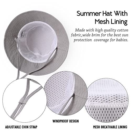 JANGANNSA Cotton Baby Sun Hat Infant Toddler Boys Girls Bucket Hats Summer Sun Protection Kids Beach Caps - color: Gray, size: 3-6 Months