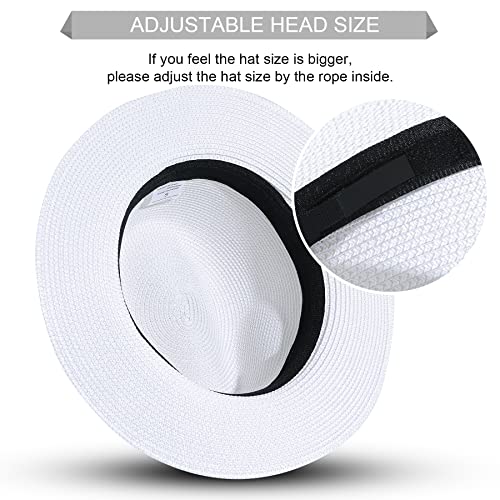 Lanzom Summer Beach Sun Hats for Men Women Foldable Floppy Travel Packable Staw Hat, Wide Brim Hat - color: Style B-white, size: Large
