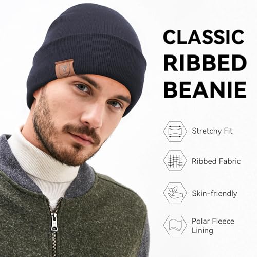 OZERO Mens Winter Hat, Fleece Lined Cuffed Beanie for Men and Women - color: Blue