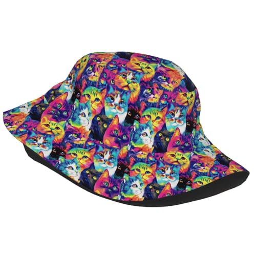 Bucket Hat for Men Women Packable Sun Hats Fisherman Outdoor Summer Travel Hiking Beach Caps - color: Cat