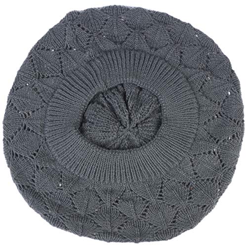 an Womens Lightweight Cut Out Knit Beanie Beret Cap Crochet Hat - Many Styles - color: 2681charc