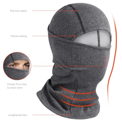 BASSDASH Winter Balaclava Fleece Ski Mask Ninja Hood Neck Warmer Fishing Hunting - color: Dark Heather Grey
