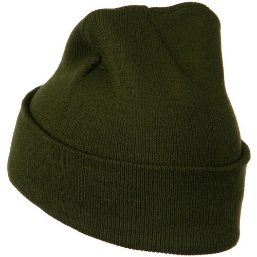 MG 12 Inch Long Knitted Beanie - color: Olive Osfm