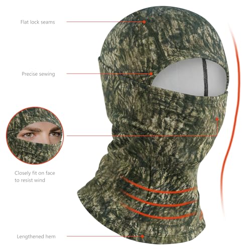 BASSDASH Winter Balaclava Fleece Ski Mask Ninja Hood Neck Warmer Fishing Hunting - color: Moss Wood