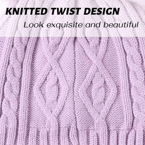 JANGANNSA Winter Baby Knit Hat Scarf Kids Boy Girl Hood Hat Toddler Beanie - color: Lilac, size: 3-10 Years