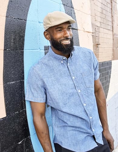 Broner Mens Wayward Brushed Cotton Six Panel Pub Cap with Geometric Print Lining - color: Beige, size: Large