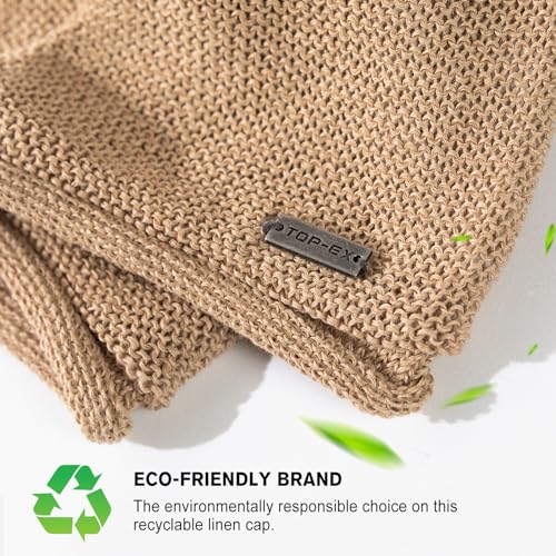 TOP-EX 100% Linen Summer Slouchy Beanie, Breathable and Cooling - color: Beige, size: X-Large-XX-Large