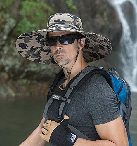 HUAMULAN Men Wide Brim Sun Hat Summer Outdoor Women Bucket Fishing Hats - color: A5ywmh3-micaikaqi