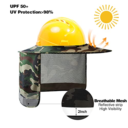 Hard Hat Sun Shade, High Vis Sun Visor Shade, Full Brim, Camo, 2PCS - color: 2 Packs Camo