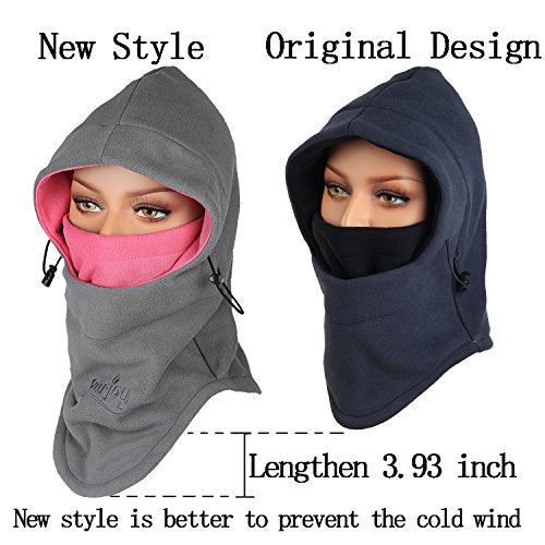 Warm Fleece Balaclava Ski Bike Full Face Mask Neck Warmer Winter Sports Cap - color: Grey Rose