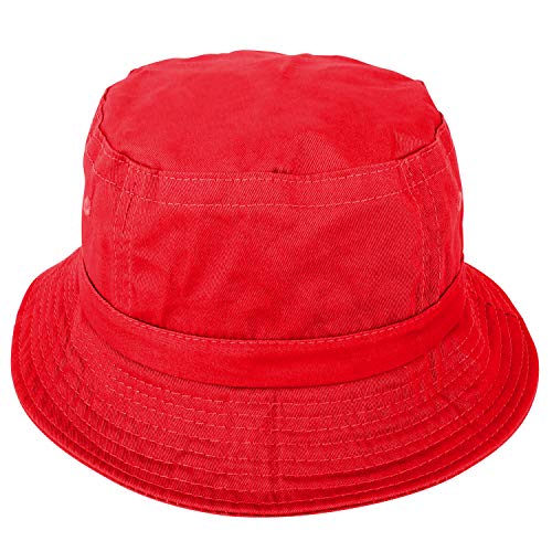 Armycrew Pigment Dyed Washed 100% Cotton Unisex Bucket Hat - color: Red