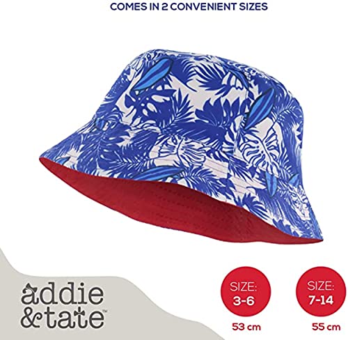 Kids Bucket Hat for Girls & Boys, Packable Fun & Cool Reversible Beach Sun Teen Toddler Bucket Hat - Ages 3-14 Years - color: Red/Tropical Surf, size: 3-7 Years