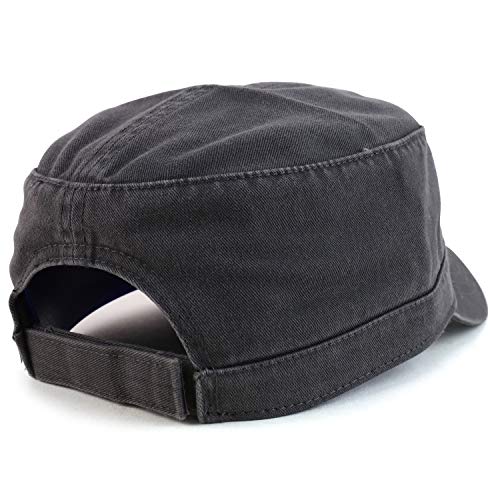 Trendy Apparel Shop Cotton Army Cap Military Flat Top Adjustable Baseball Cap - color: Charcoal
