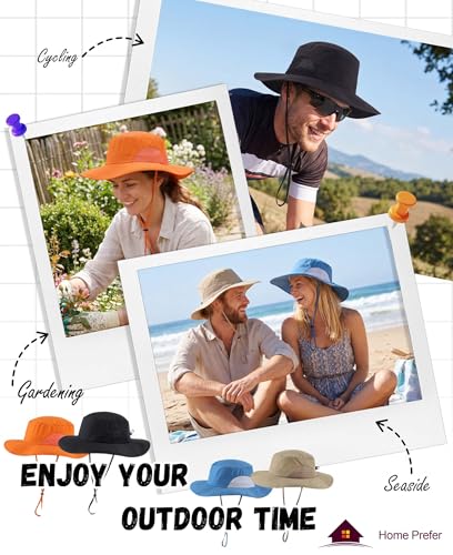 Home Prefer UPF50+ Mens Sun Hat Wide Brim Fishing Hat for Men UV Protection Womens Beach Bucket Hat for Golf Hiking Gardening - color: Light Grey