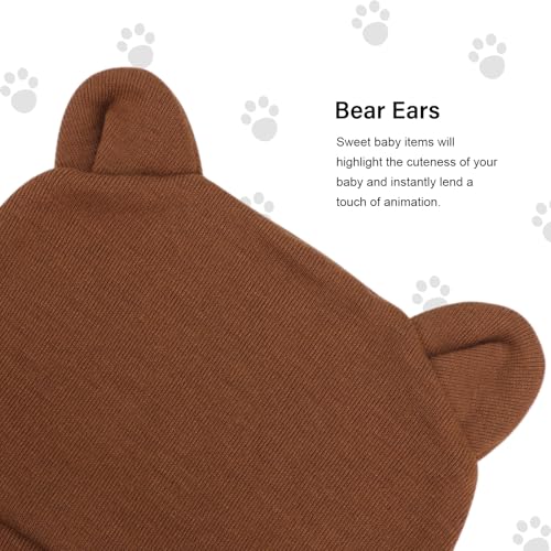 Newborn Baby Hat and Mittens Set Bear Ears Toddler Infant Beanie Caps Newborn Hospital Hat for Baby Boy Girl 0-3 Months - color: Bear Ear R