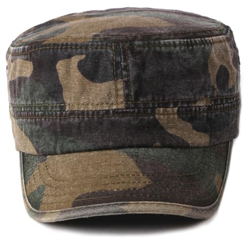 Military Flat Top Cap Cadet Army Camo Hat Baseball Cap for Men Women - color: Military Green