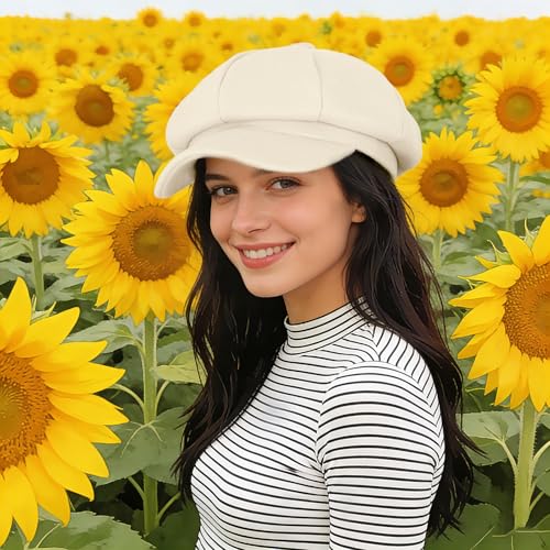 choyaxo Newsboy Cap Solid Fashion Beret Hat for Winter Ladies - color: White