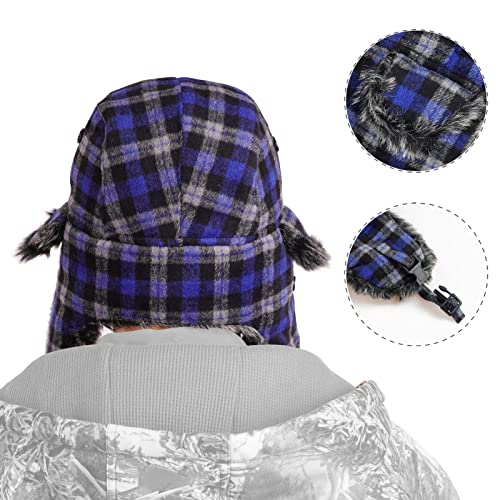 ONWAY Trapper Hat Winter Hats for Women Men with Faux Fur Ear Flaps - color: Blue