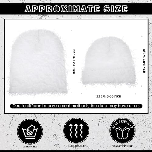 Chuarry Distressed Knitted Beanie Fuzzy Winter Hat - color: Assorted White