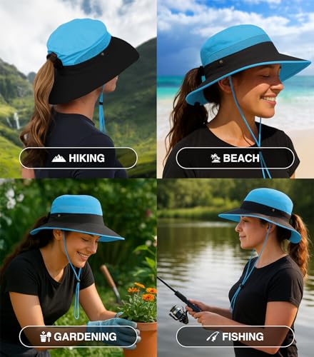 GearTOP Safari Hat for Men Sun Hats for Women UV Protection UPF 50+ Fishing, Gardening, Hiking Hat (22-23 1/2") - color: Blue Standard 1 Pack