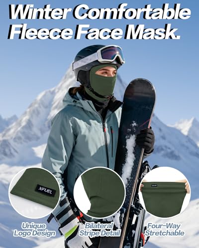 Ski Mask Balaclava for Men Women Windproof Thermal Winter Full Face Mask Cold Weather Skiing Snowboarding Neck Gaiter - color: Army Green