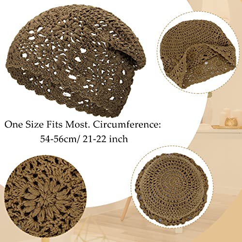 JenPen 4 Pcs Women Crochet Slouchy Beanie Hat - color: Khaki,wine Red,black,beige, size: One Size